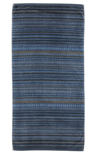 Pip Studio Handdoek Geometric Print Donker Blauw 70x140