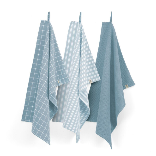 WALRA Keukenset Dry w. Cubes Uni, Stripes & Blocks Jeans Blauw